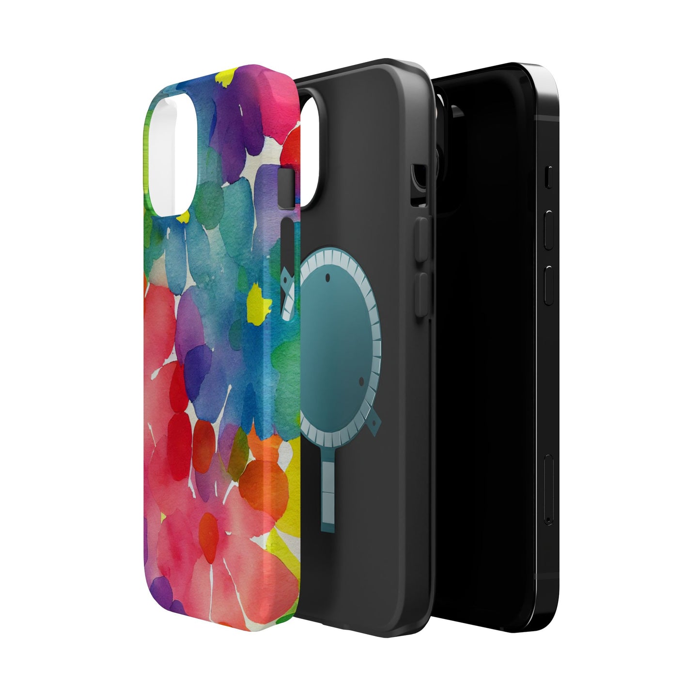 Rainbow Bloom Watercolor MagSafe iPhone Case – Slim Design, Glossy Finish