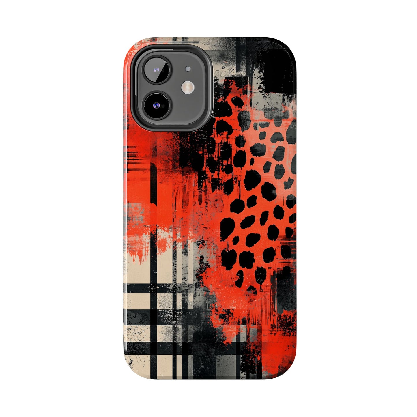 Cheetah Plaid iPhone Case – Red & Black Pattern