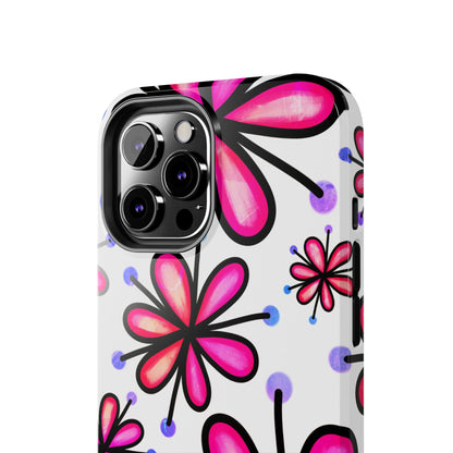 Pink Retro Bloom iPhone Case – Ultra-Slim Design, Glossy Finish