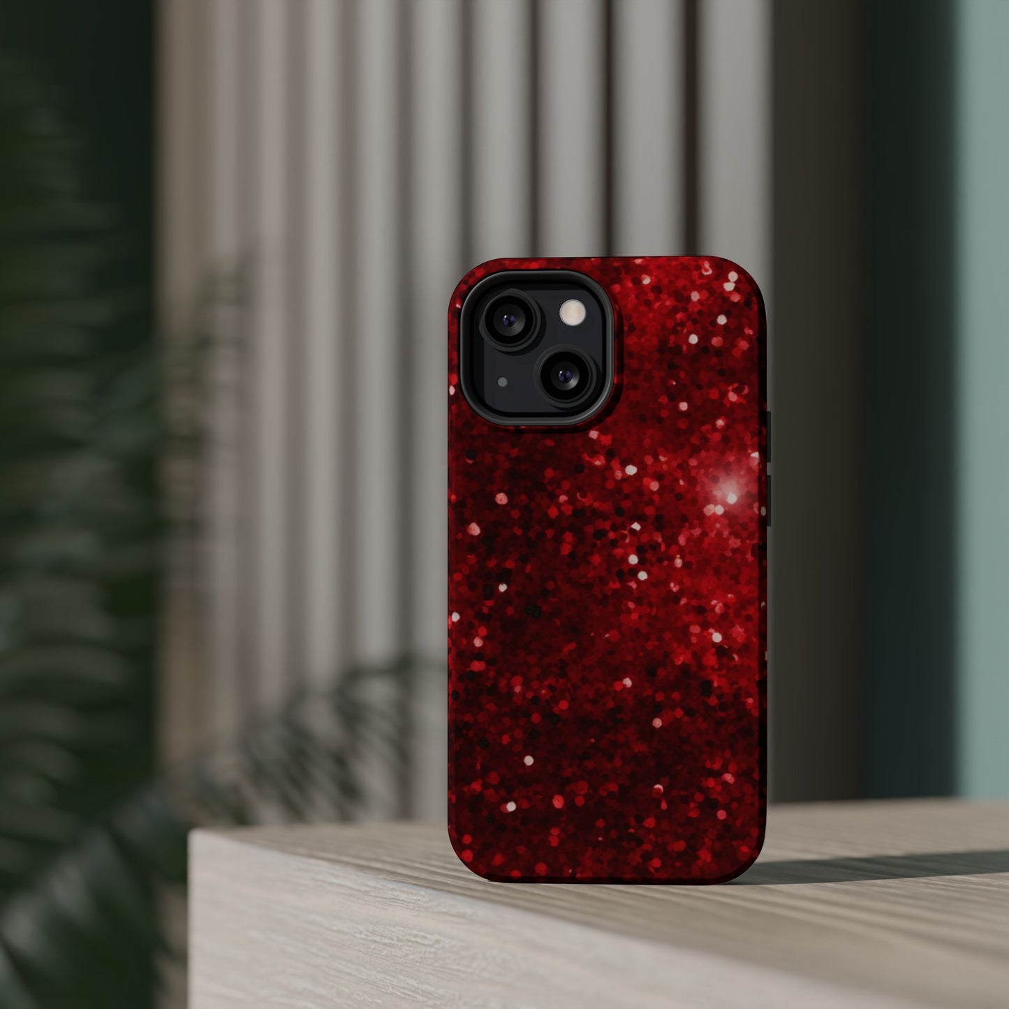 Crimson Glow Glitter MagSafe Case