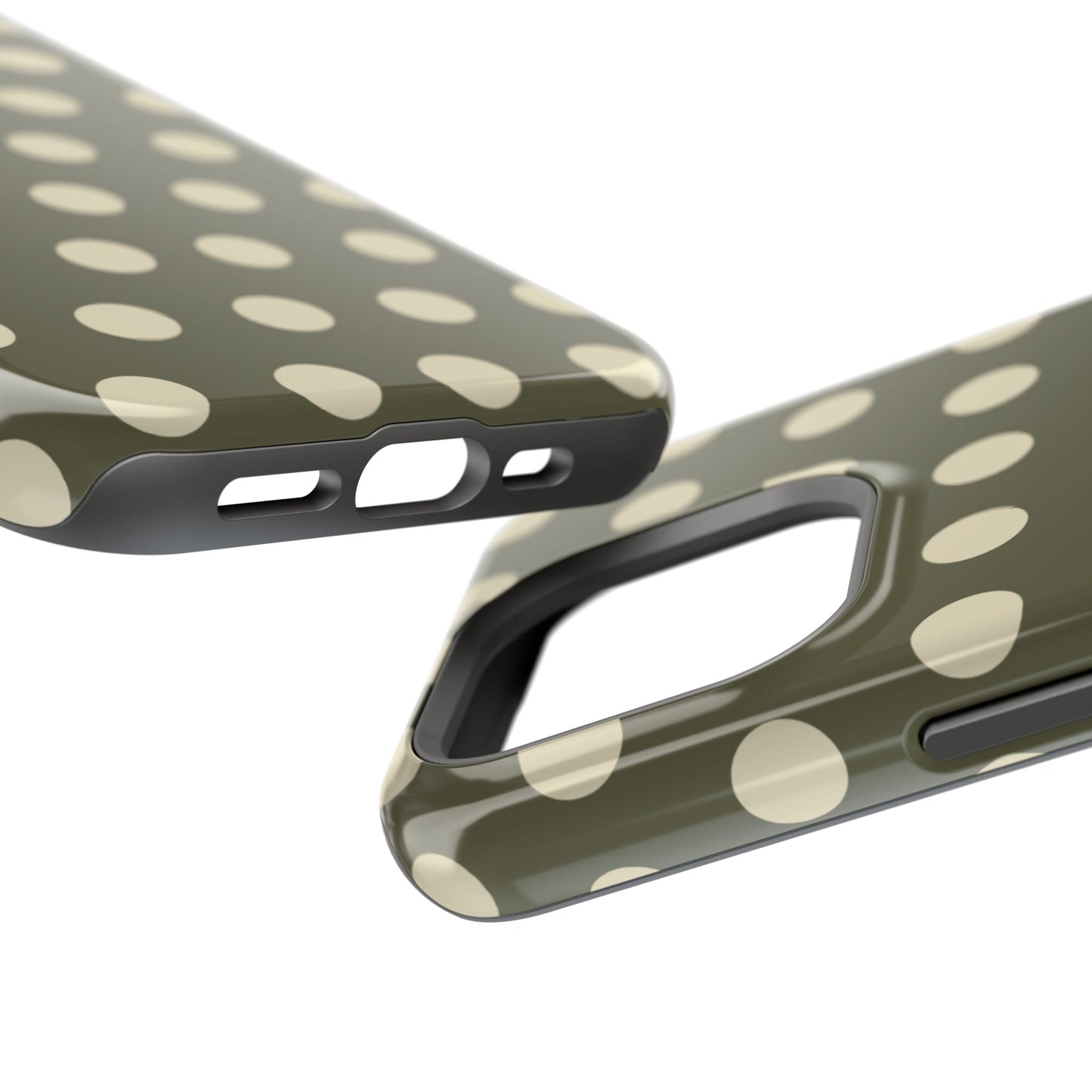 Vintage Green & Cream Polka Dots – MagSafe iPhone Case