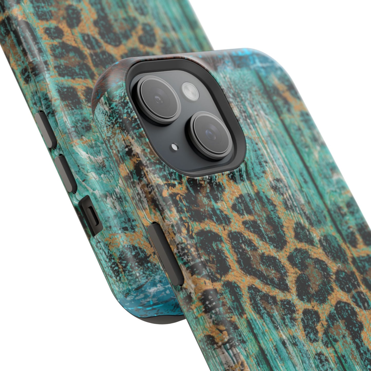 Turquoise Rustic Leopard Wood - MagSafe  iPhone Series Case