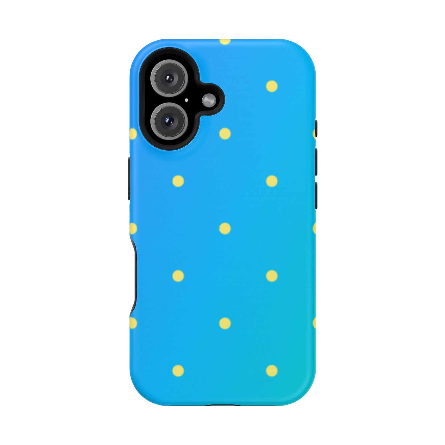 Blue Ocean Gradient Polka Dots MagSafe iPhone Case – Shockproof, Smooth Matte Finish, Dual-Layer Design