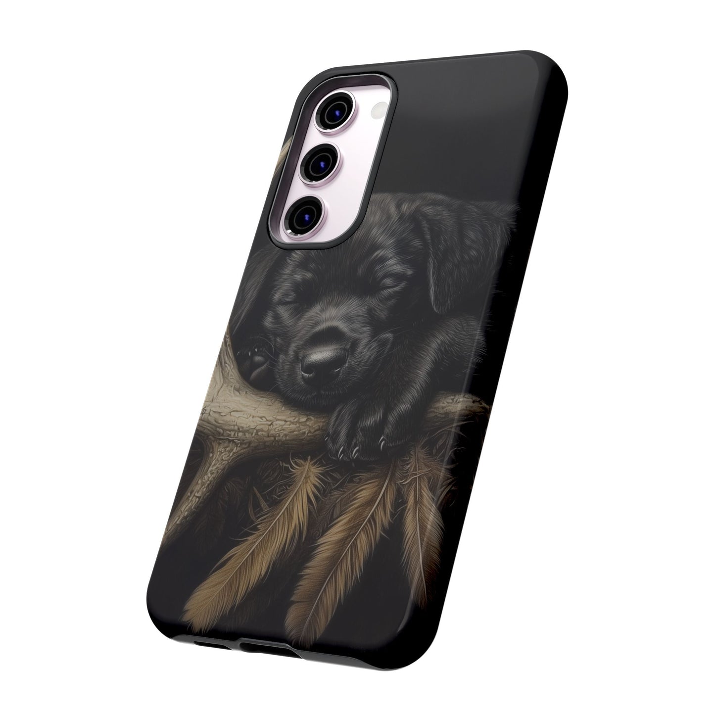 Adorable Black Labrador Puppy on Feathers Samsung Galaxy Case