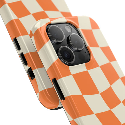 Wavy Retro Checkerboard iPhone Case – Shockproof, Matte Finish, Dual-Layer Protection