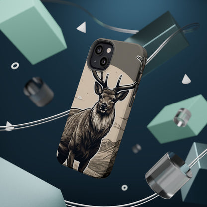 Monochrome Majesty – Regal Stag MagSafe iPhone Cases