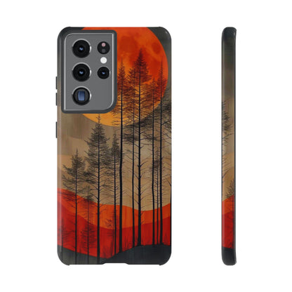 Moody Forest Moonrise Samsung Galaxy Case – Dark Landscape Design, Dual-Layer Protection