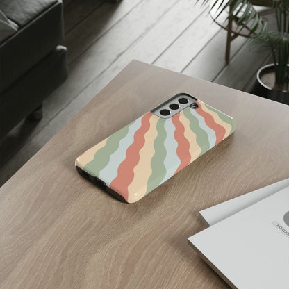 Earthy Retro Waves Samsung Galaxy Case – 70s-Inspired Wavy Stripes in Soft Green, Cream, and Rust