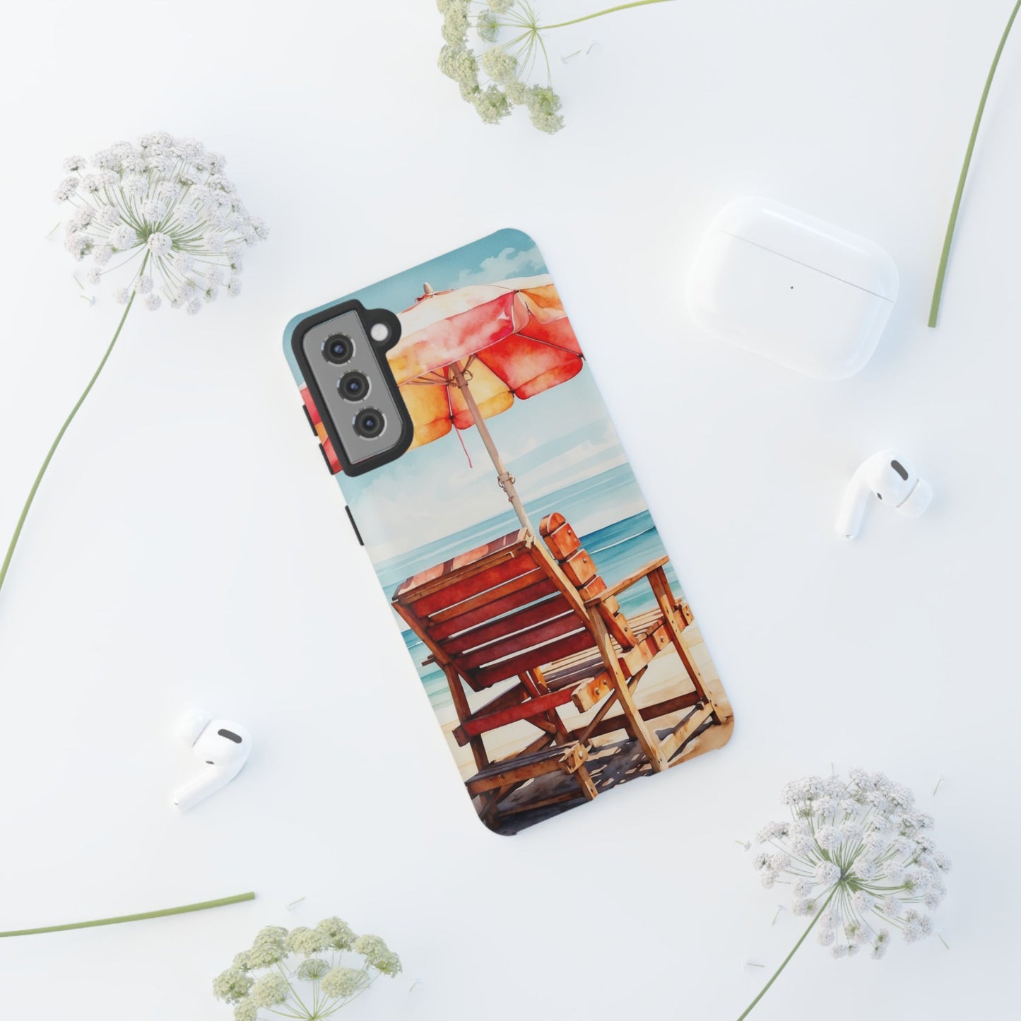 Beachfront Sunset Lounge Samsung Galaxy Case – Vibrant Watercolor Design