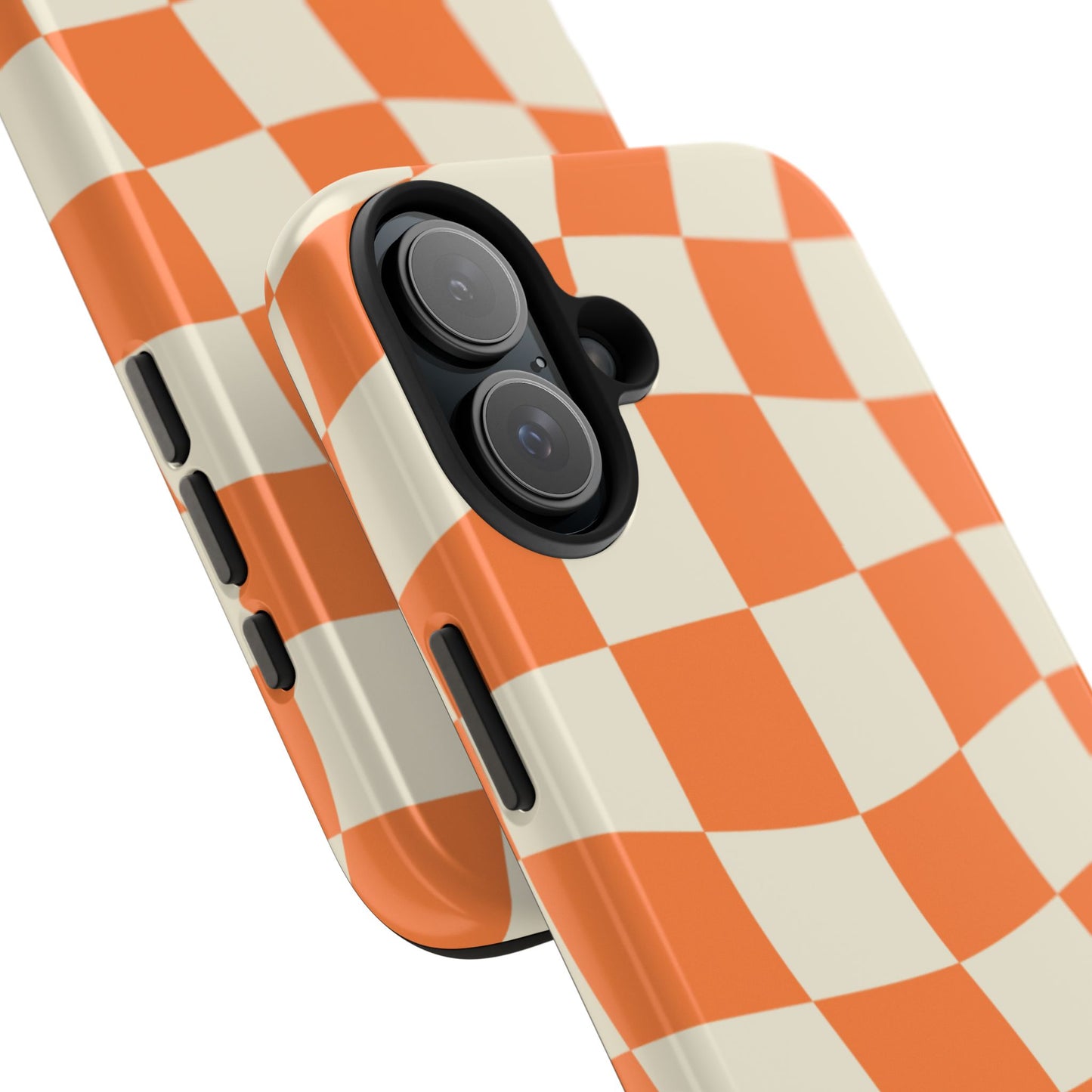 Wavy Retro Checkerboard iPhone Case – Shockproof, Matte Finish, Dual-Layer Protection