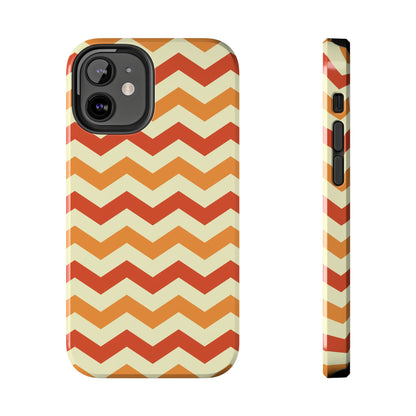 Warm Sunset Chevron – Orange, Red & Cream Geometric iPhone Case