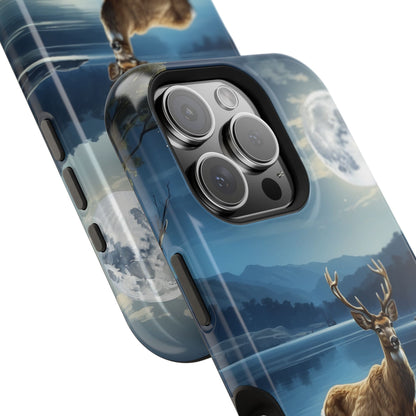 Moonlit Elegance: Stag by the Lake – MagSafe iPhone Case