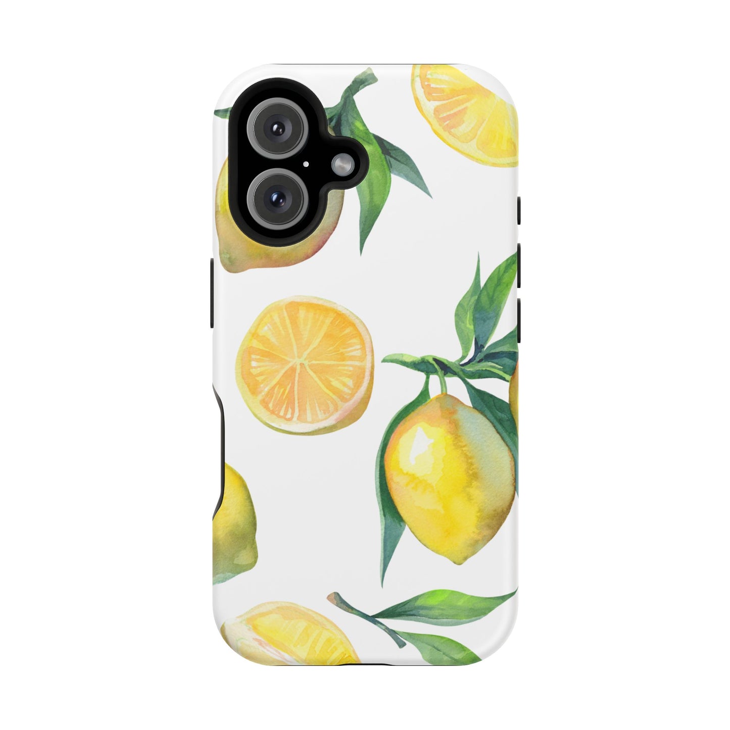 Lemon Grove Watercolor Tough MagSafe iPhone Case – Fresh Citrus Design, Dual-Layer Protection