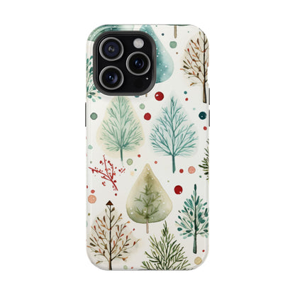 Watercolor Winter Trees MagSafe iPhone Case – Nature-Inspired, Holiday Theme Protective Cover