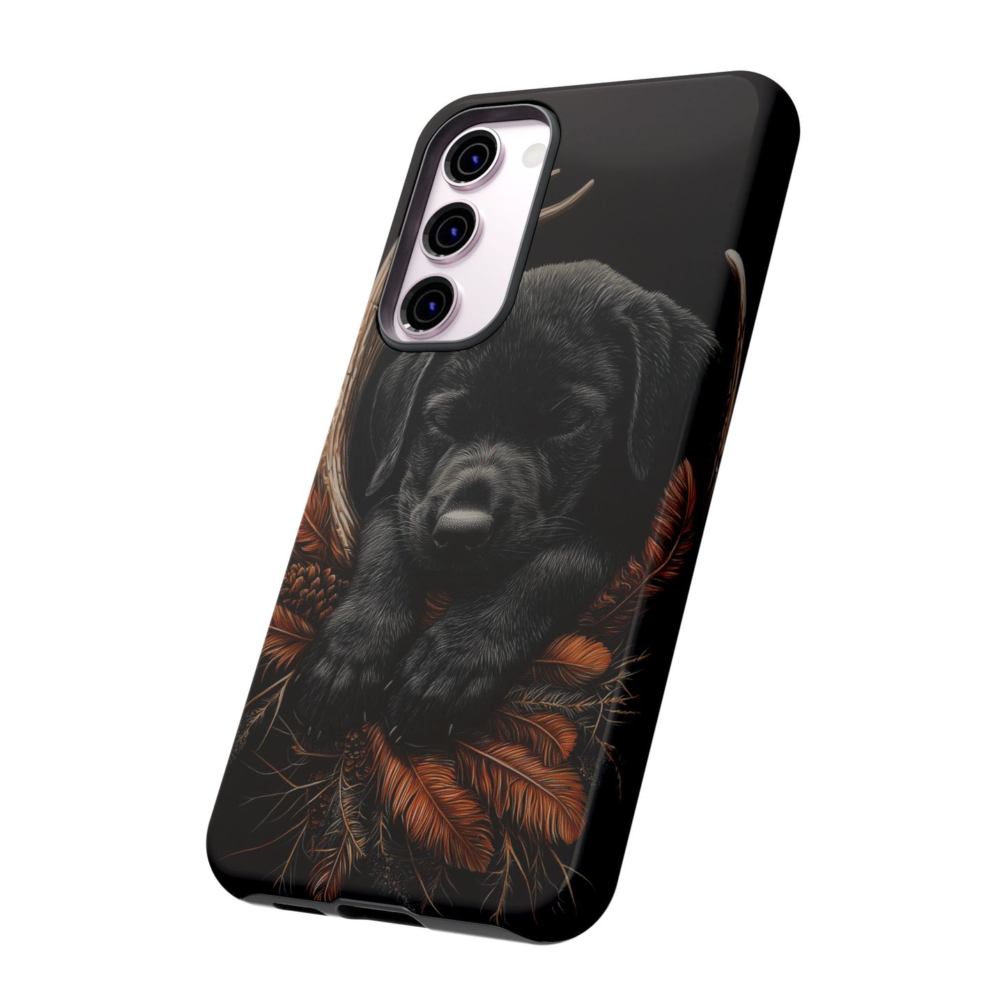 Charming Black Labrador Puppy on Feathers Samsung Galaxy Case