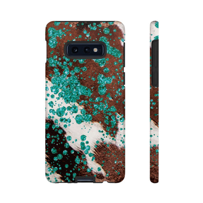 Teal Glitter Cowhide - Samsung Galaxy Series Case