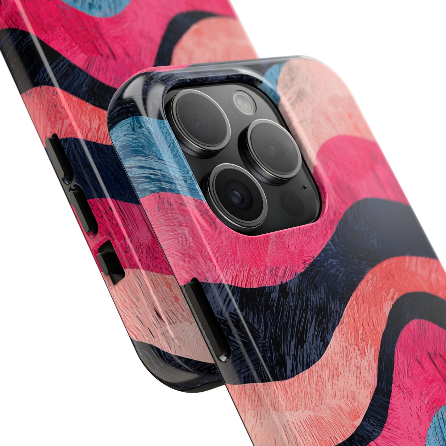 Abstract Wave Pattern iPhone Case – Shockproof, Matte Finish, Dual-Layer Protection