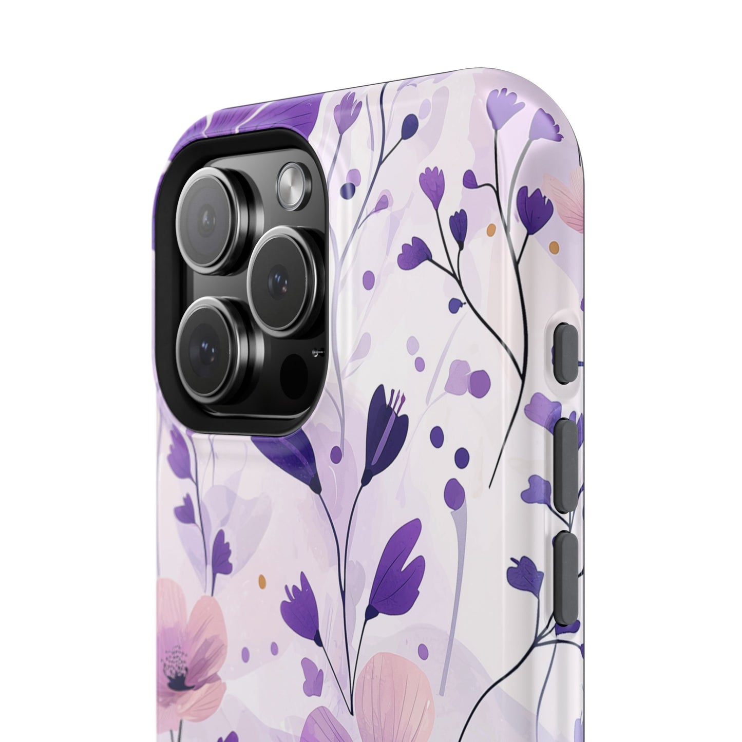 Purple Floral Bliss MagSafe iPhone Case – Delicate Blossom Design