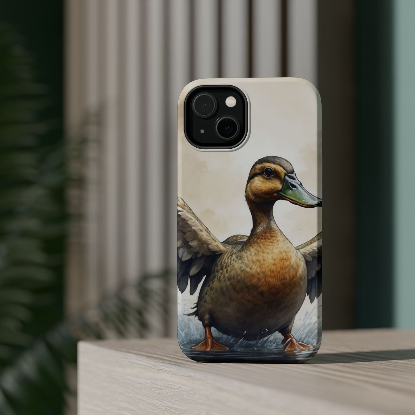 Graceful Duck in Watercolor Scene - MagSafe iPhone Case