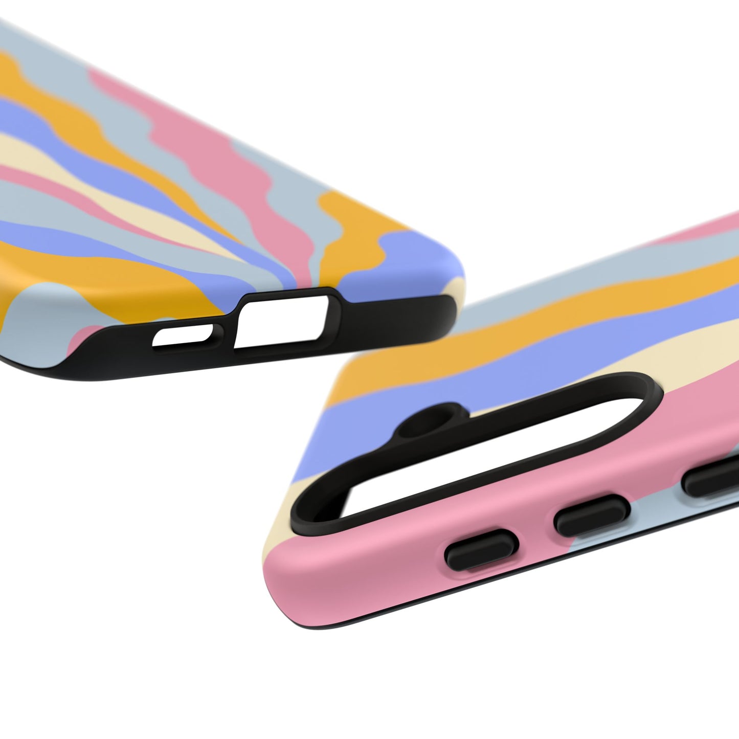 Pastel Radiance Samsung Galaxy Case – 70s-Inspired Dual-Layer Design with Wavy Sunburst Pattern