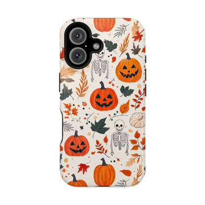 Halloween Pumpkin & Skeleton MagSafe iPhone Case – Spooky Autumn Design