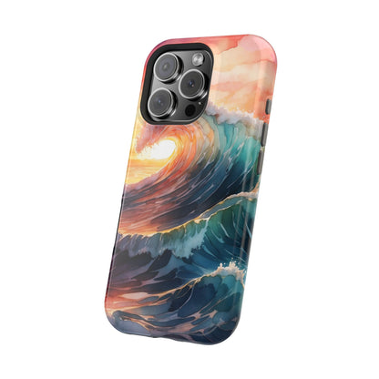 Ocean Sunrise Wave MagSafe iPhone Case – Vibrant Watercolor Wave Design