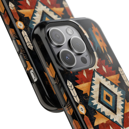 Southwestern Arrow & Diamond Tough MagSafe iPhone Case – Bold Tribal Design, Dual-Layer Protection