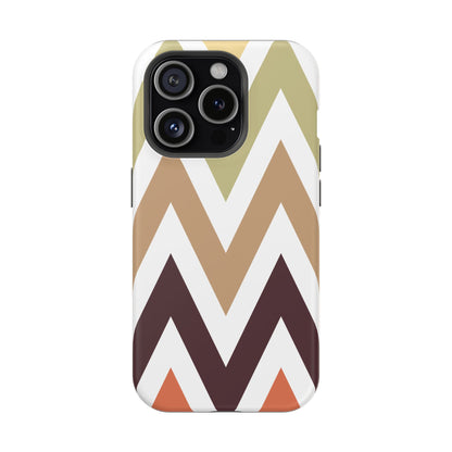 Earthy Chevron MagSafe iPhone Case – Boho-Inspired Design with Dual-Layer Protection