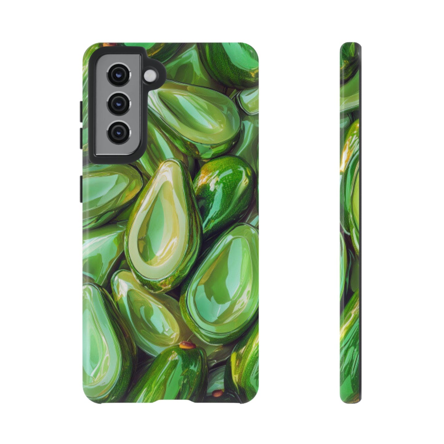 Glossy Avocado Samsung Galaxy  Case – Sleek Green 3D Fruit Design, Durable and Stylish