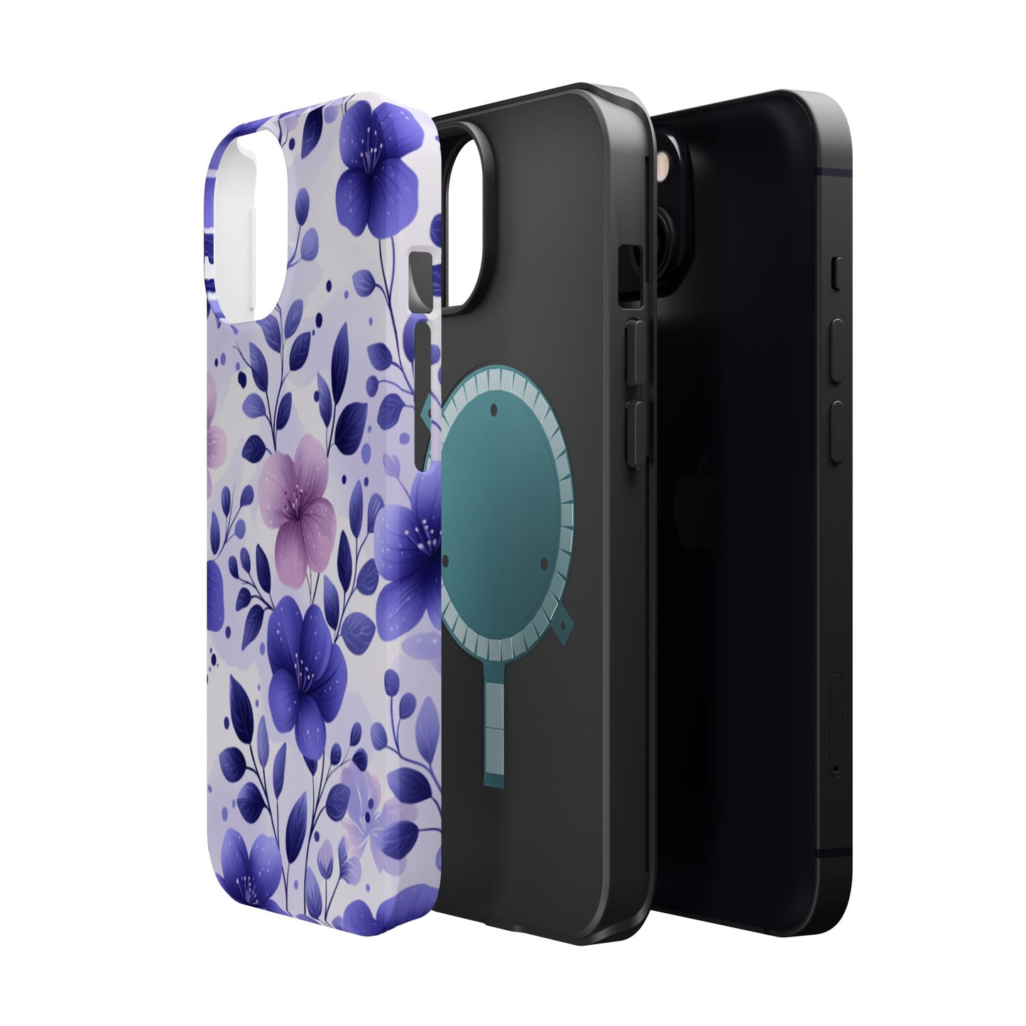 Purple Floral MagSafe iPhone Case – Durable Protection with Elegant Flower Design