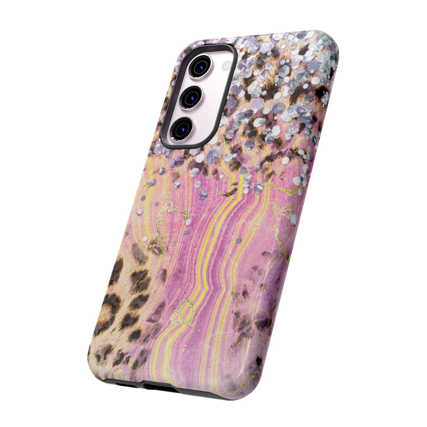 Crystal Glam Leopard - Samsung Galaxy Series Case with Glitter and Gem Accents