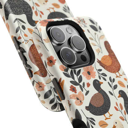 MagSafe iPhone Case: Vintage Duck – Floral & Leaf Design