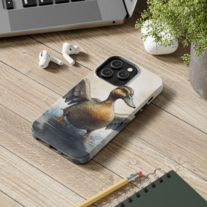 Graceful Duck in Watercolor Scene - iPhone Case