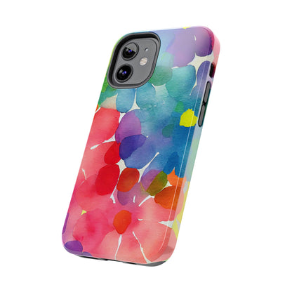 Rainbow Bloom Watercolor iPhone Case – Slim Design, Glossy Finish