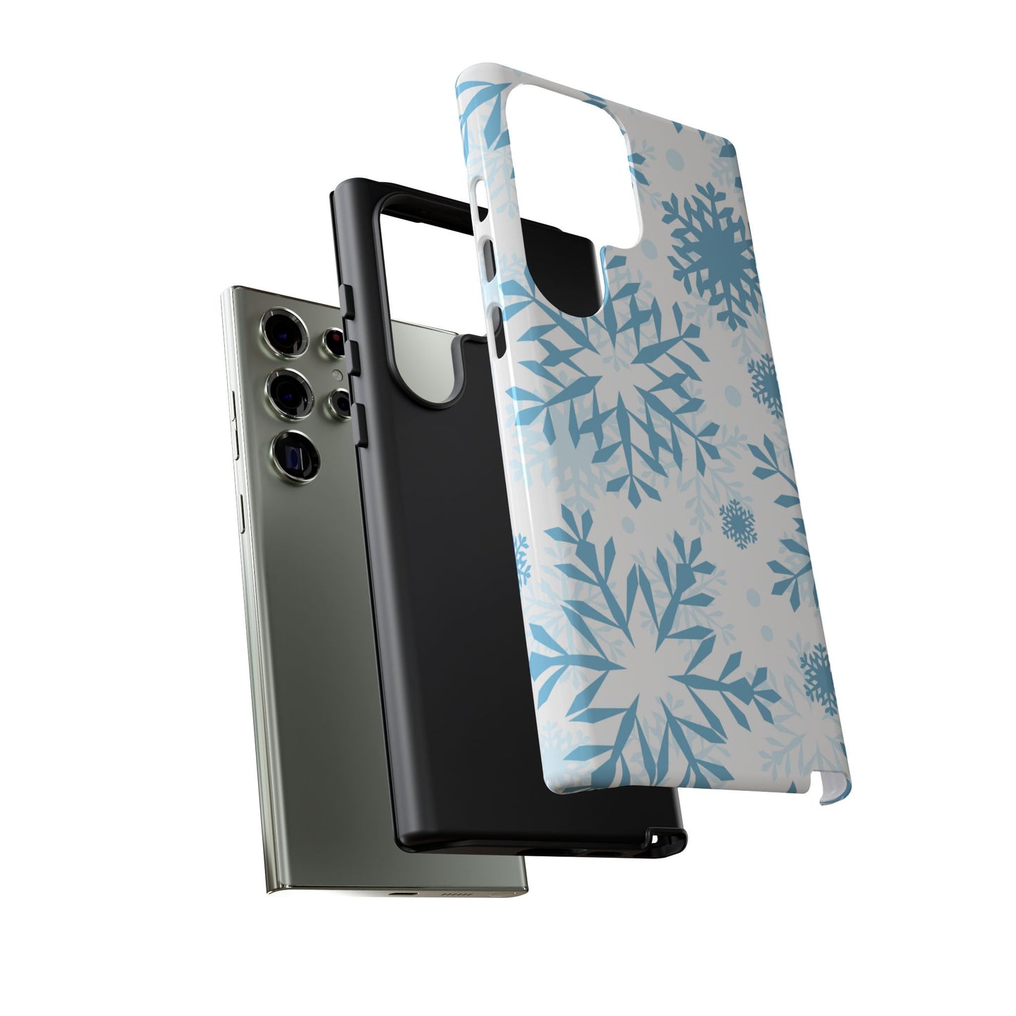 Frosty Blue Snowflakes Samsung Galaxy Case – Shockproof, Smooth Matte Finish, Dual-Layer Design