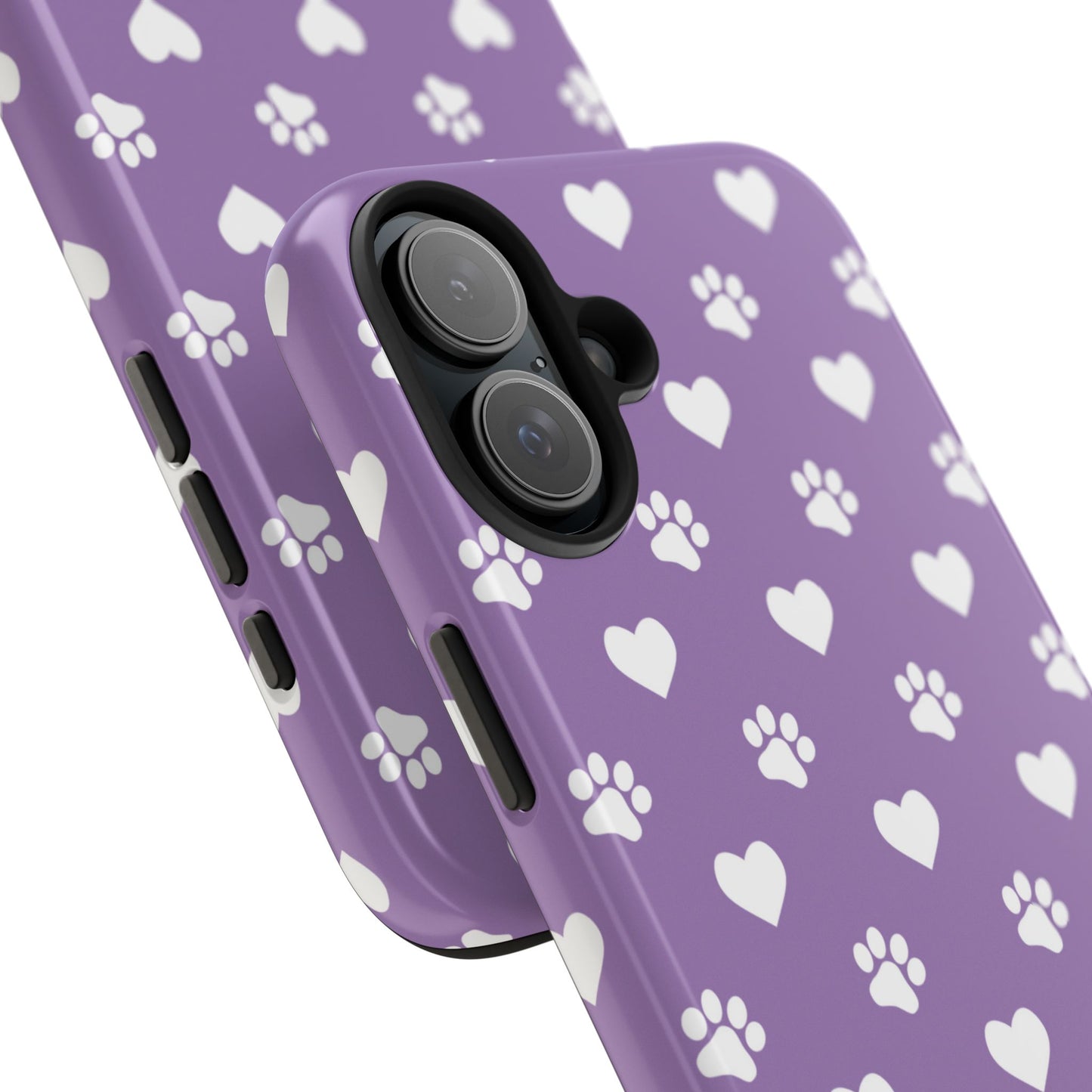 Lavender Paw Prints & Hearts Design - Adorable Pet Lover iPhone Case