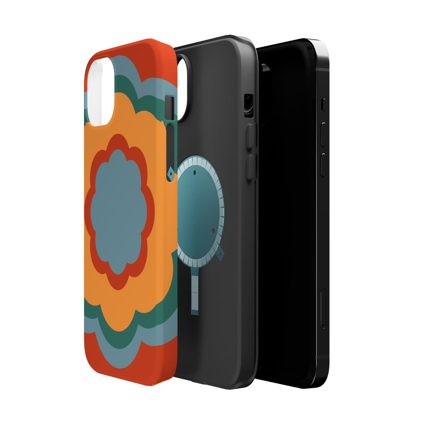 Retro Flower Power MagSafe iPhone Case – Bold 70s-Inspired Design with Dual-Layer Protection