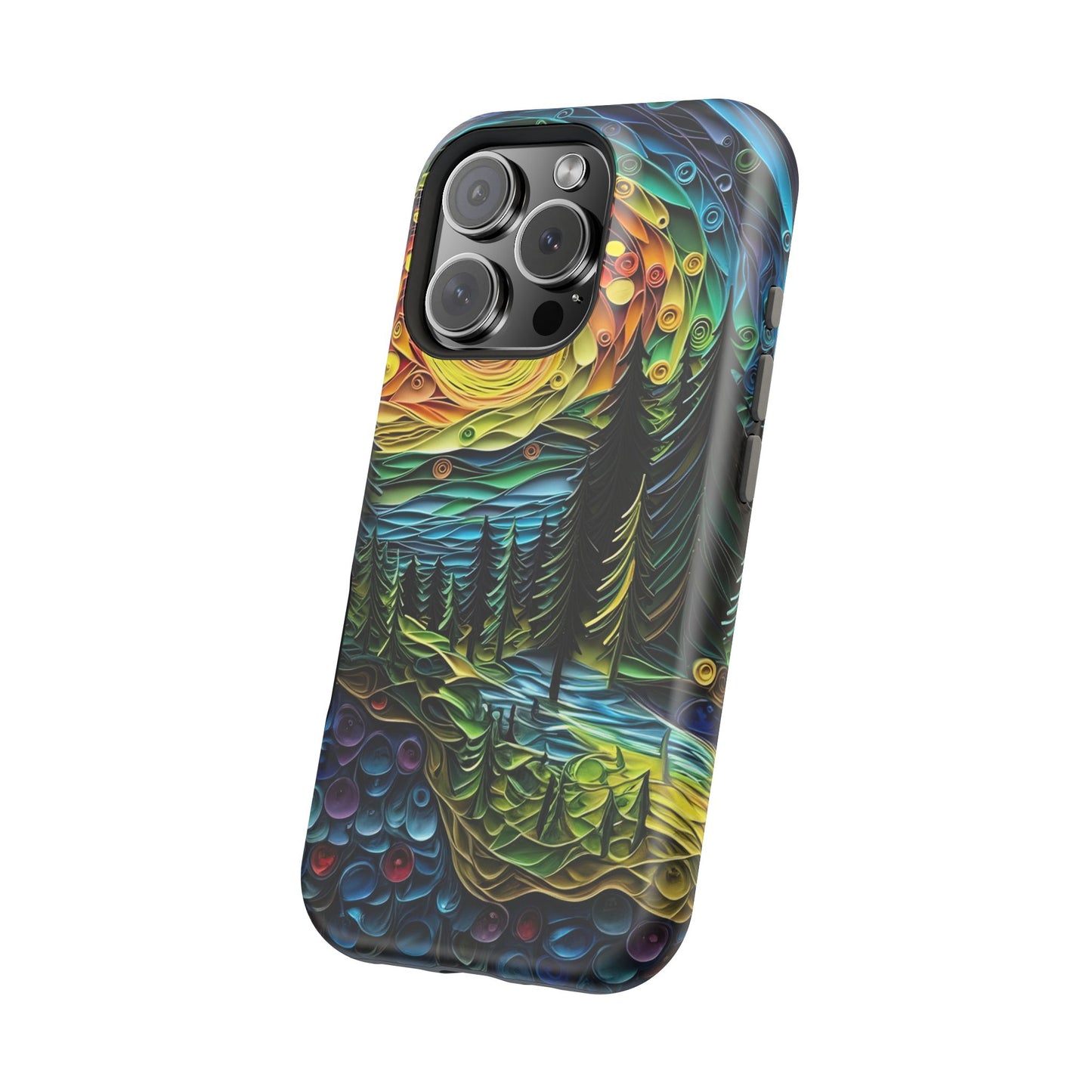 Radiant Forest Sunset MagSafe iPhone Case – Artistic Landscape Design