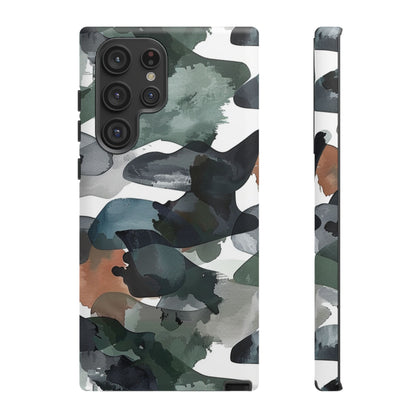 Moody Abstract Watercolor Samsung Galaxy Case – Dark Green and Brown Artistic Design