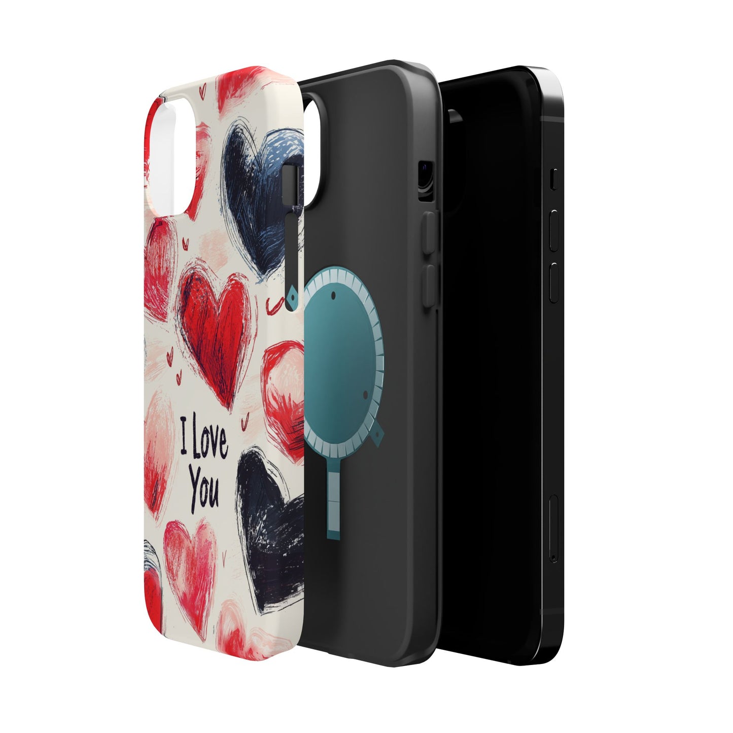 Brushstroke Hearts of Love "I Love You" - MagSafe Compatible Case