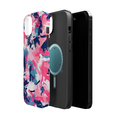 Vibrant Pink & Navy Abstract Splash – MagSafe iPhone Case