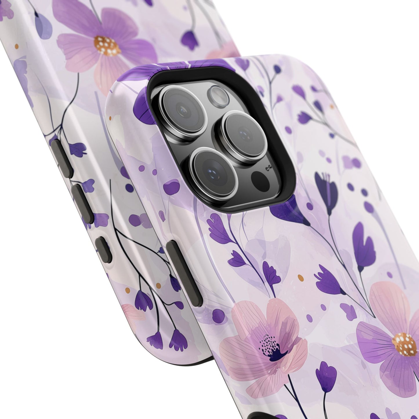 Purple Floral Bliss MagSafe iPhone Case – Delicate Blossom Design