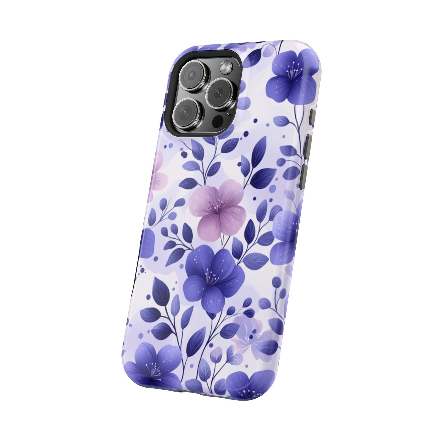 Purple Floral MagSafe iPhone Case – Durable Protection with Elegant Flower Design