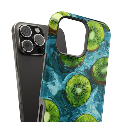 Tropical Kiwi Splash MagSafe iPhone Case – Tough Dual-Layer, Vibrant Summer Design