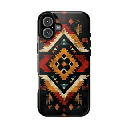 Southwestern Tribal Diamond Tough MagSafe iPhone Case – Bold Geometric Pattern, Dual-Layer Protection