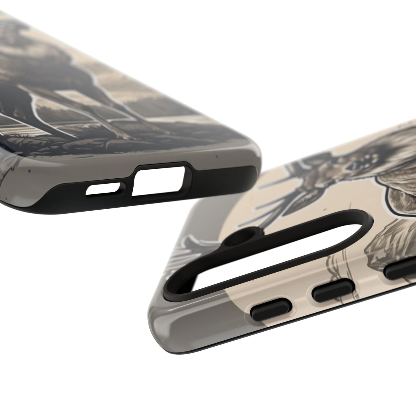 Monochrome Majesty – Regal Stag Samsung Galaxy Phone Case
