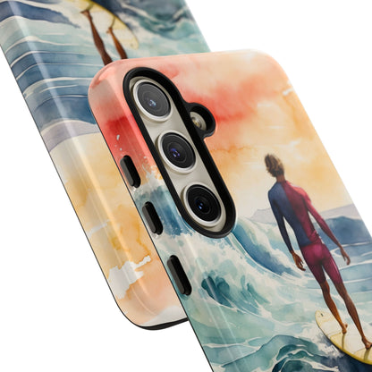 Surfer’s Sunset Wave Samsung Galaxy Case – Vibrant Watercolor Design