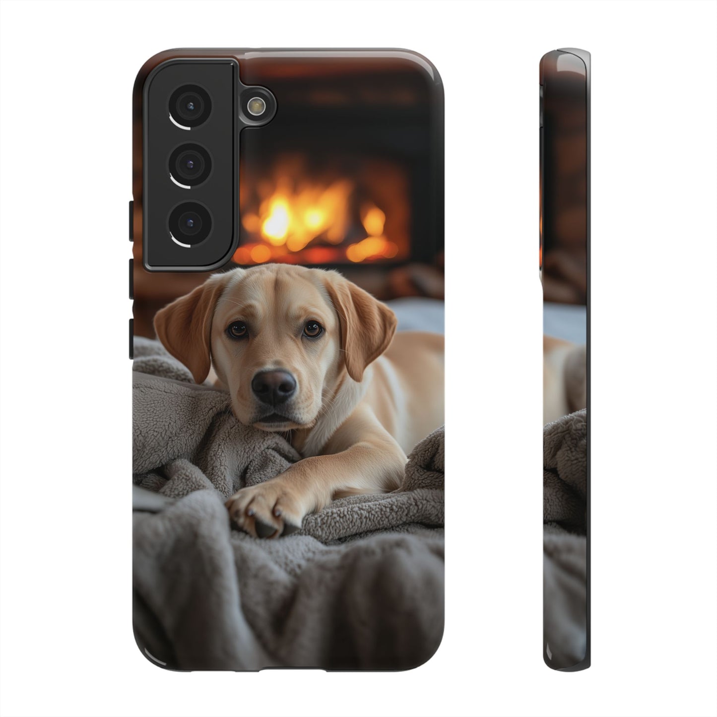 Cozy Golden Retriever by the Fireplace - Samsung Galaxy Case