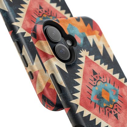 Bold Aztec Pattern Tough MagSafe iPhone Case – Vibrant Geometric Design, Dual-Layer Protection