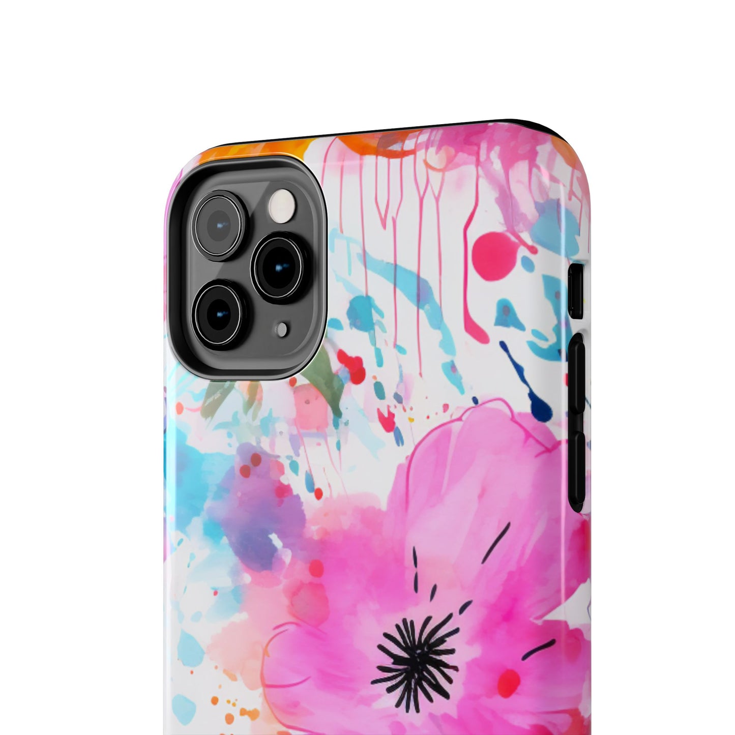 Color Splash Pink & Orange Watercolor Floral - iPhone Case